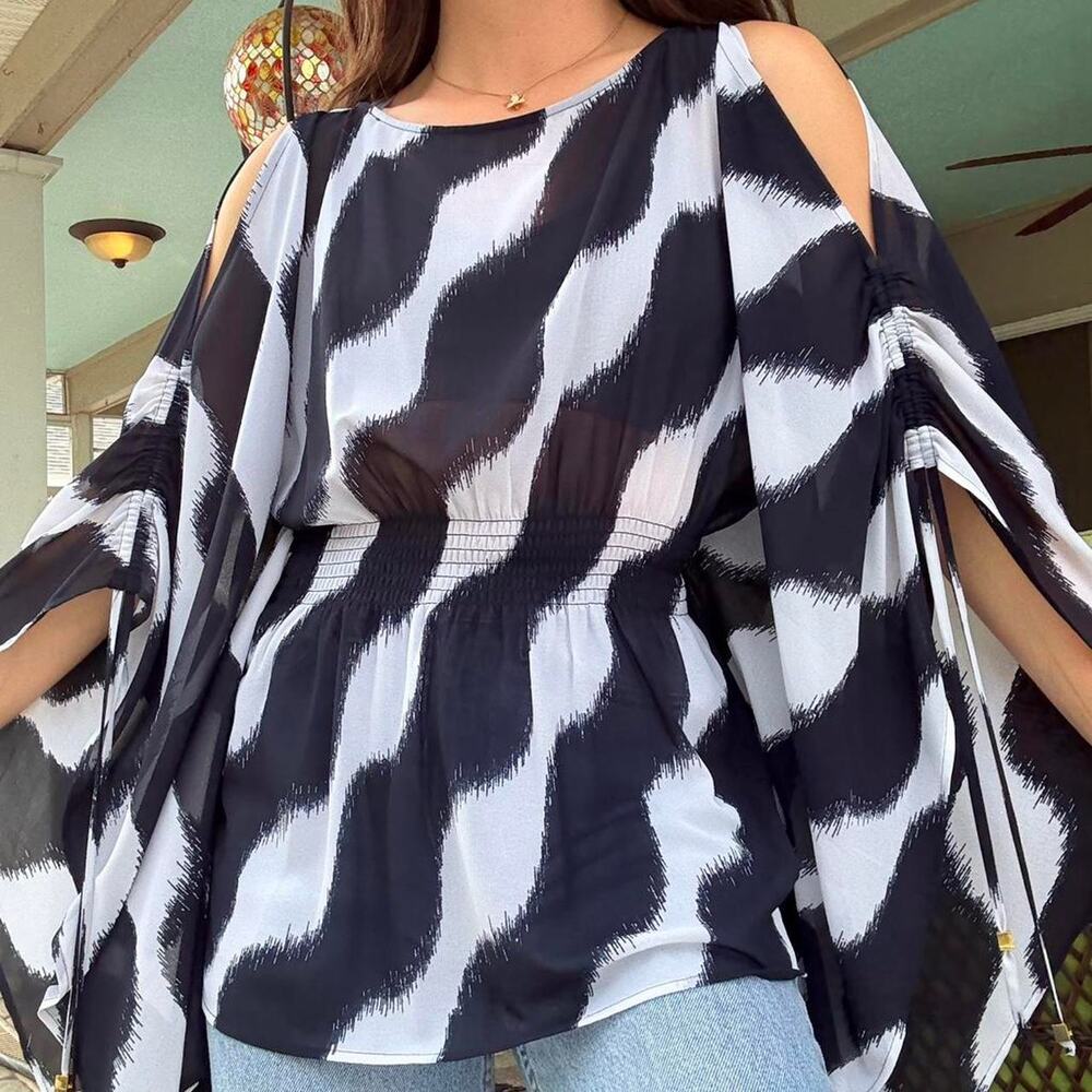 Michael Kors Exposed Shoulder Bell Sleeve Blouse